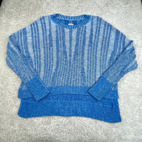 Anthropologie Pilcro Blue Textured Hi Lo Pullover Sweater - Picture 2 of 8